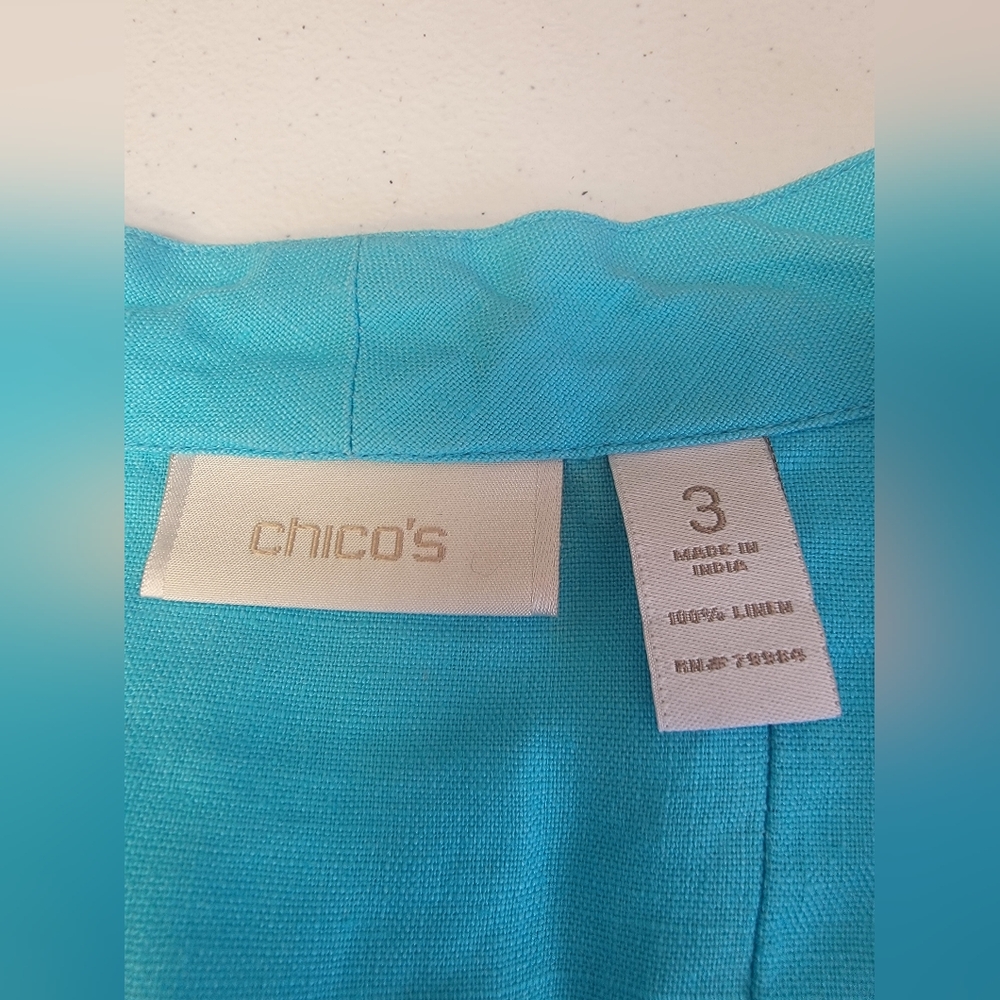 #43 Chico's Blue Button-Down Shirt Size 3 (16) - Picture 5 of 5